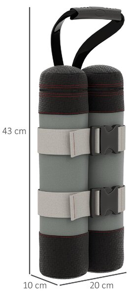 VivaGarden Set 4 Pesi per Gazebo Riempibili con Sabbia fino a 12 kg in Tessuto Oxford 168D 20x10x43 cm colore Nero e Grigio