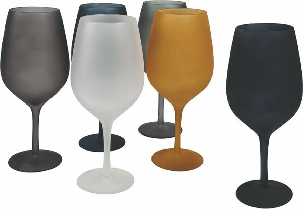 Villa deste Set 6 calici 550 ml in vetro effetto frosted Cala Dorada New Colore Multicolor - 5903567