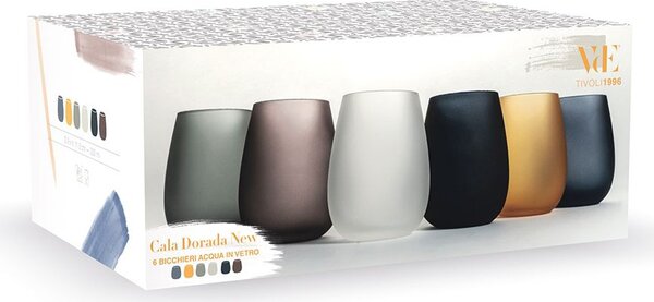 Villa deste Set 6 bicchieri acqua 330 ml in vetro effetto frosted Cala Dorada New Colore Multicolor - 5903529