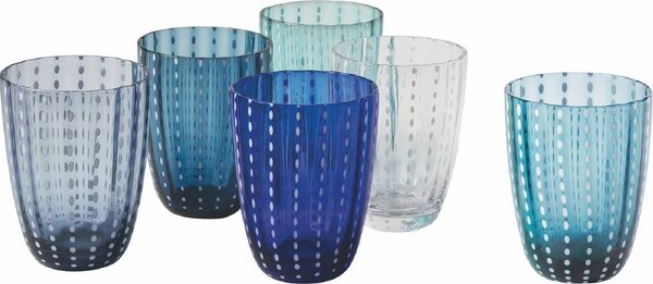 Villa deste Set 6 bicchieri acqua 300 ml in vetro con poise superficie ondulata Kalahari Ocean Colore Multicolor - 2195173