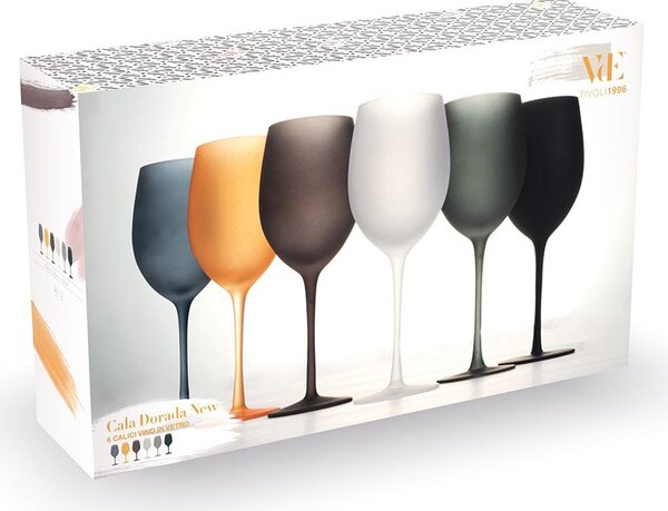 Villa deste Set 6 calici 550 ml in vetro effetto frosted Cala Dorada New Colore Multicolor - 5903567