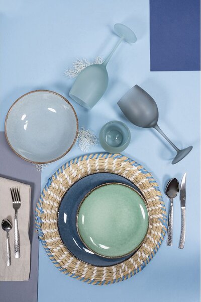 Villa deste Set 6 calici 550 ml in vetro effetto frosted Happy Hour Ocean Colore Azzurro - 5907741