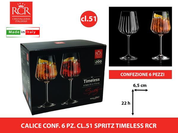 Rcr Cristallerie Set 6 Calici Spritz Timeless Capacit 51 cl in Vetro - RCR280407