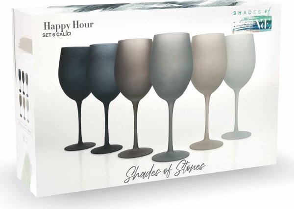 Villa deste Set 6 calici frosted in vetro 550 ml Happy HourStones Colore Multicolor - 5911526