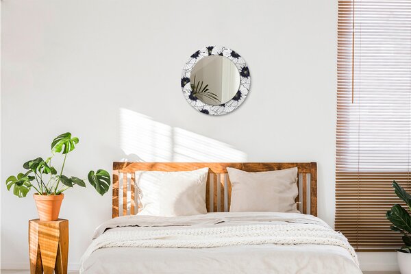 Specchio rotondo stampato Composizione di fiori lineari fi 50 cm