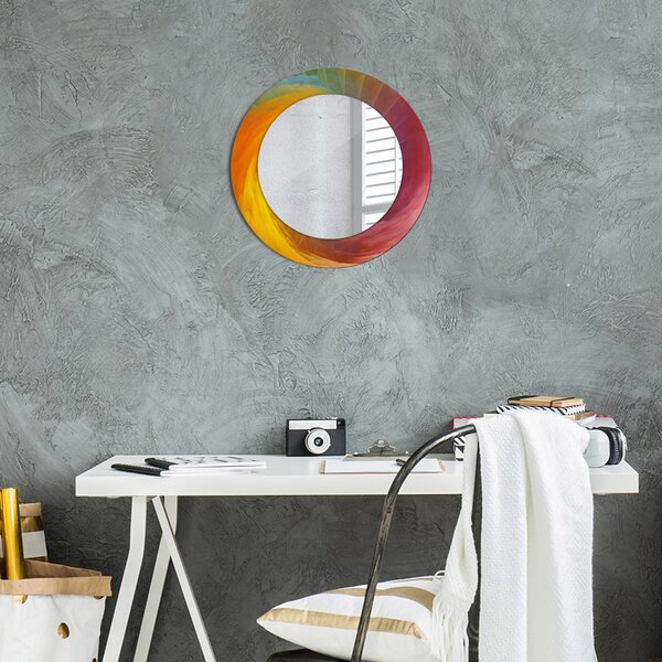 Specchio rotondo cornice con stampa Spirale ipnotica fi 50 cm