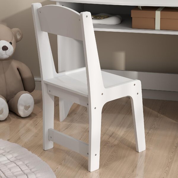 DecHome Set da Trucco per Bambini con Tavolo Toeletta, Specchio Triplo Rimovibile e Sedia in Legno colore Bianco