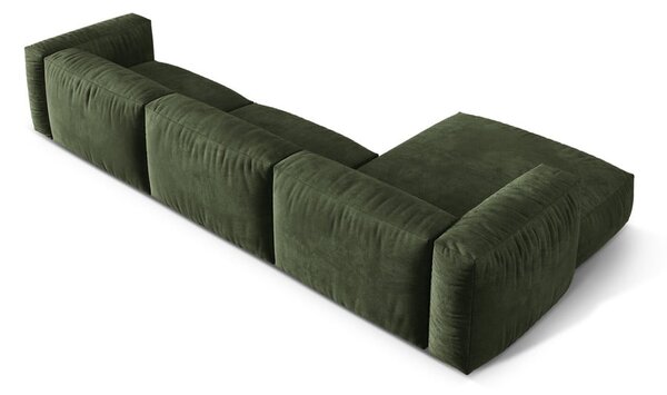 Divano angolare componibile verde (con penisola a sinistra/con chaise lounge) con rivestimento in velluto Martina – Micadoni