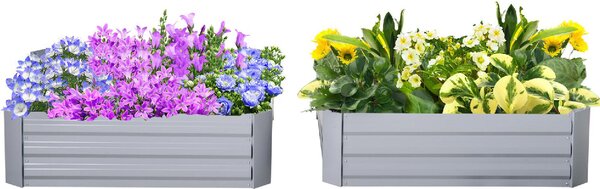 Brugel Set di 2 Letti per Orto Rialzati con Fondo Aperto per Piante e Ortaggi in Acciaio 100x100x30 cm colore Grigio - DH84594