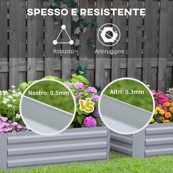 Brugel Set di 2 Letti per Orto Rialzati con Fondo Aperto per Piante e Ortaggi in Acciaio 100x100x30 cm colore Grigio - DH84594