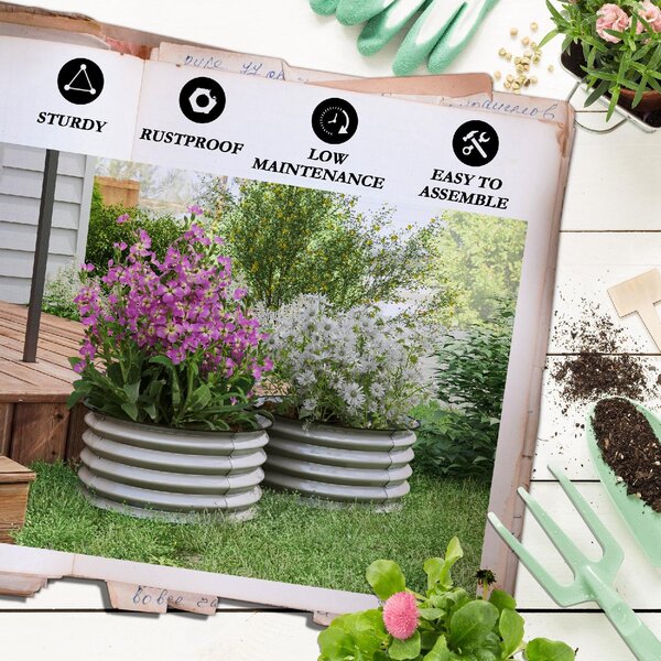 VivaGarden Set di 2 Letti per Orto Rialzati in Acciaio Galvanizzato con Fondo Aperto 60x30 cm colore Argento - A2810SRAO82