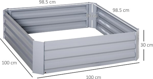 Brugel Set di 2 Letti per Orto Rialzati con Fondo Aperto per Piante e Ortaggi in Acciaio 100x100x30 cm colore Grigio - DH84594