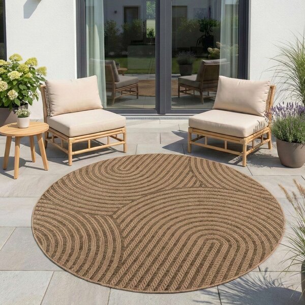 Tappeto da interno/esterno rotondo marrone ø 80 cm Timber 1401 – Ayyildiz Carpets