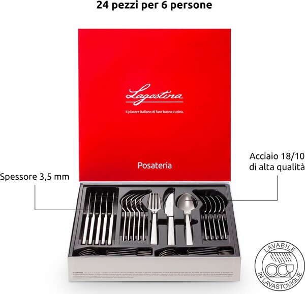 LAGOSTINA Set posate tavola 24 pezzi Giada - 14453652724