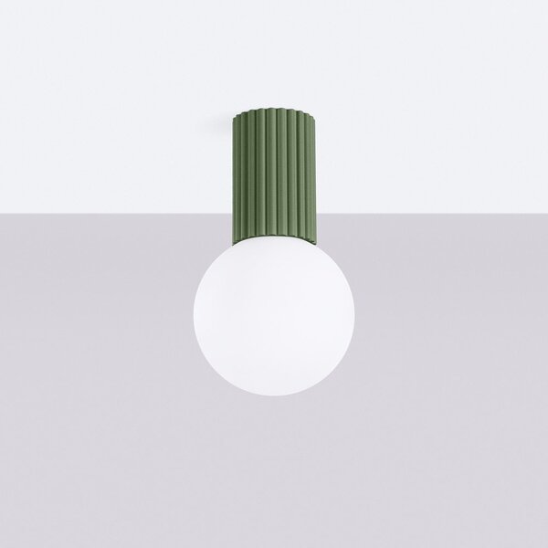 Plafoniera verde con paralume in vetro ø 12 cm Orbital – Sollux