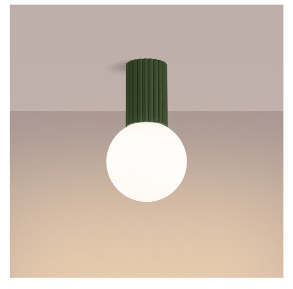 Plafoniera verde con paralume in vetro ø 12 cm Orbital – Sollux