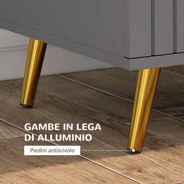 HOMCOM Cassettiera 3 Cassetti Moderna in Legno e Alluminio, 60x40x71.5 cm, Oro e Grigio Scuro | Aosom Italy