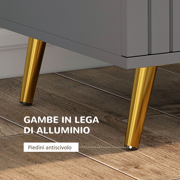 HOMCOM Cassettiera 4 Cassetti Moderna con Guide in acciaio e maniglie in alluminio, piedini antiscivolo,60x40x90 cm, oro Grigio Scuro|Aosom Italy