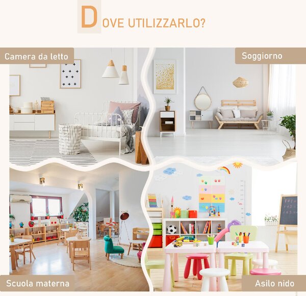 DecHome Set Tavolino con 2 Sedie per Bambini a Forma di Orsetto in Legno colore Bianco