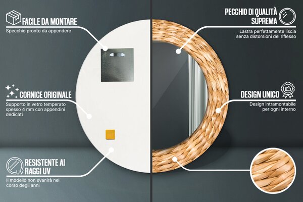 Specchio rotondo stampato Texture reed fi 50 cm
