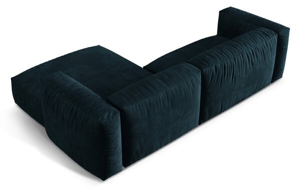 Divano angolare componibile blu scuro (con penisola a destra/con chaise lounge) con rivestimento in velluto Martina – Micadoni