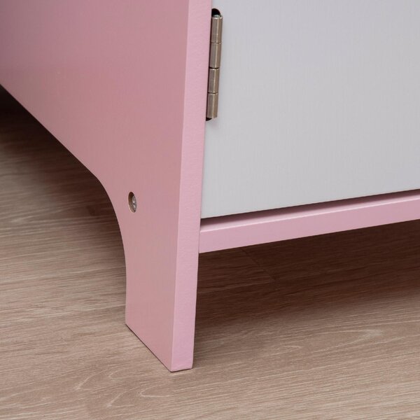 DecHome Set Tavolo e Sedie per Bambini 5+ Anni in Legno con Banco Scuola 90x45x85 cm e Sedia 29x29x66 colore Bianco/Rosa