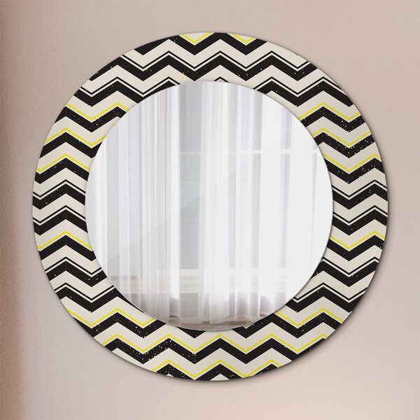 Specchio tondo con decoro Pattern a zigzag fi 50 cm