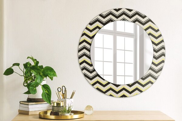 Specchio tondo con decoro Pattern a zigzag fi 50 cm