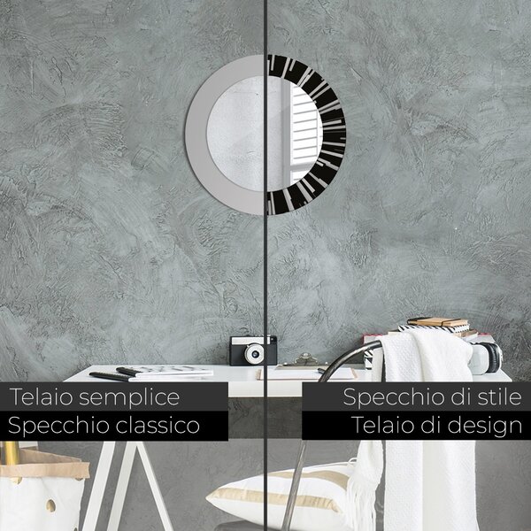 Specchio rotondo cornice con stampa Composizione radiale fi 50 cm