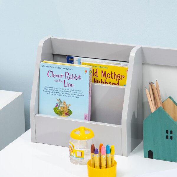 DecHome Set Tavolo e Sedie per Bambini 5+ Anni in Legno con Banco Scuola e Sedia colore Bianco e Grigio