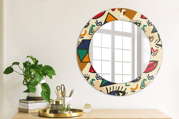 Specchio rotondo cornice con stampa Stile pop art fi 50 cm