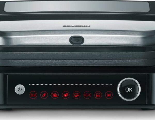 Severin SEVINI PRO Bistecchiera elettrica Potenza 1800 Watt con temperatura regolabile fino a 230 e display digitale, piastre lavabili in lavastov
