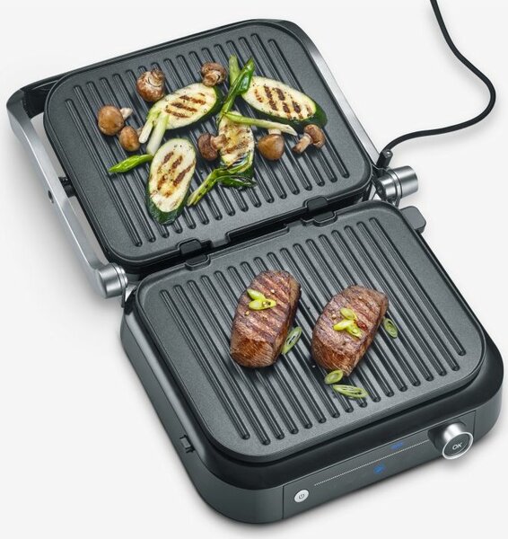 Severin SEVINI PRO Bistecchiera elettrica Potenza 1800 Watt con temperatura regolabile fino a 230 e display digitale, piastre lavabili in lavastov