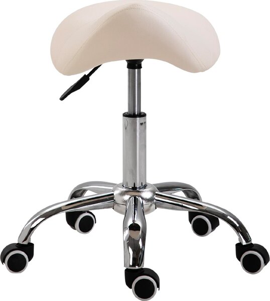 DecHome Sgabello con Ruote in Ecopelle colore Beige