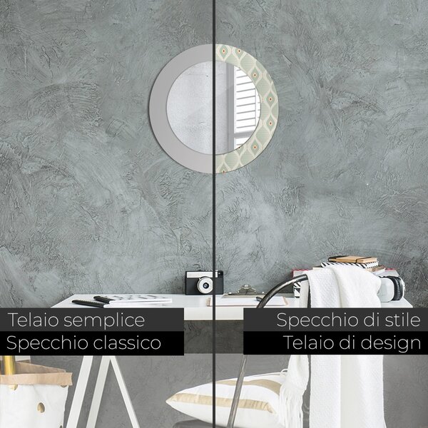 Specchio tondo con decoro Modello vintage leggero fi 50 cm
