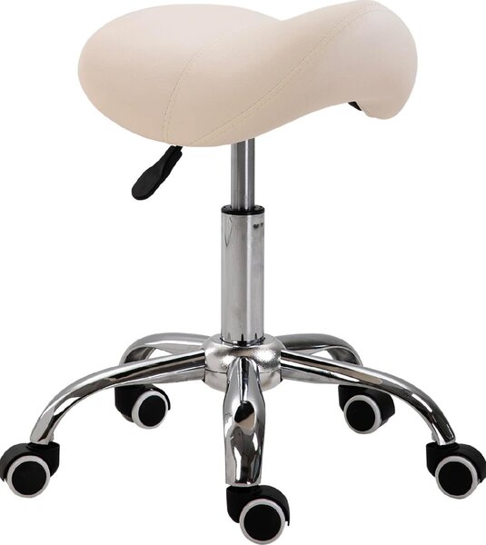 DecHome Sgabello con Ruote in Ecopelle colore Beige