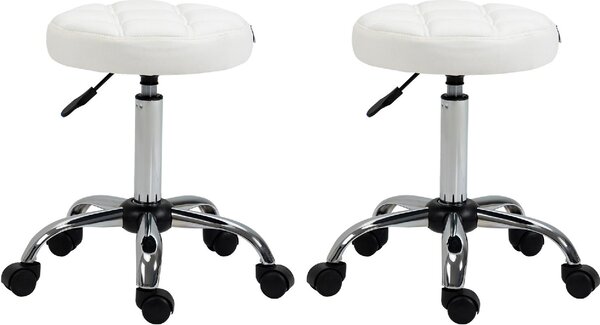 DecHome Sgabello con Ruote in Ecopelle colore Bianco