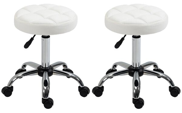 DecHome Sgabello con Ruote in Ecopelle colore Bianco