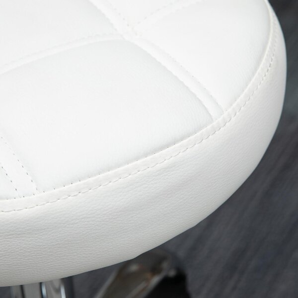 DecHome Sgabello con Ruote in Ecopelle colore Bianco
