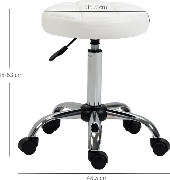 DecHome Sgabello con Ruote in Ecopelle colore Bianco