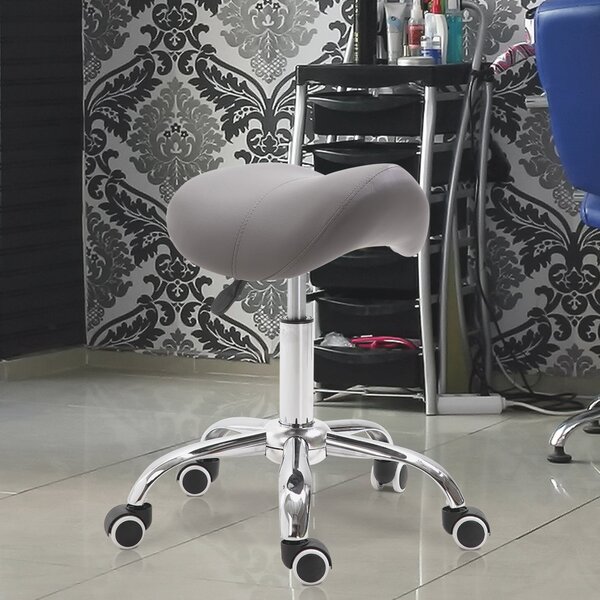 DecHome Sgabello con Ruote in Ecopelle colore Grigio