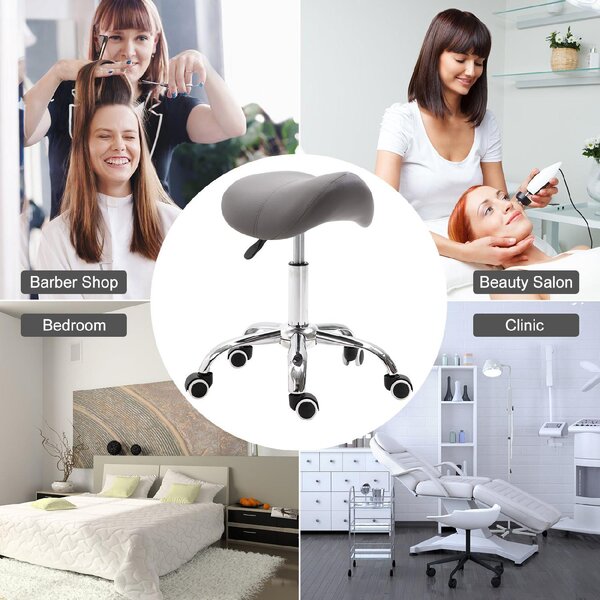 DecHome Sgabello con Ruote in Ecopelle colore Grigio