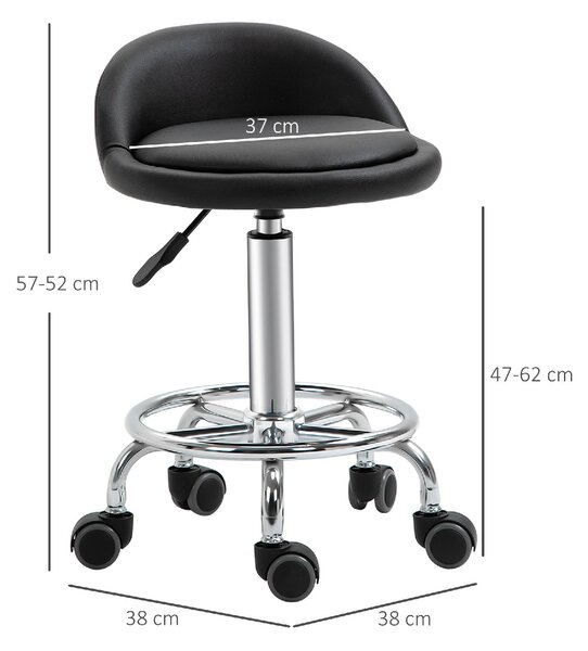 DecHome Sgabello con Ruote in Ecopelle colore Nero