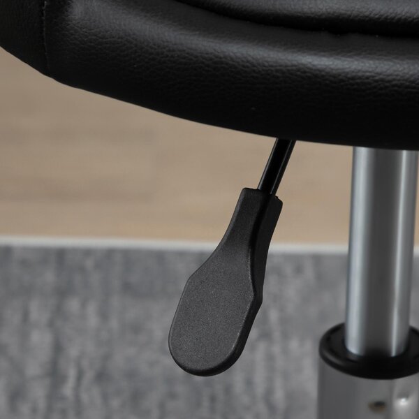 DecHome Sgabello con Ruote in Ecopelle colore Nero