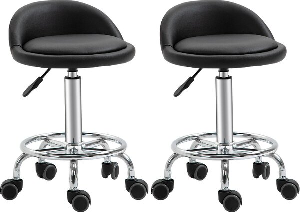 DecHome Sgabello con Ruote in Ecopelle colore Nero