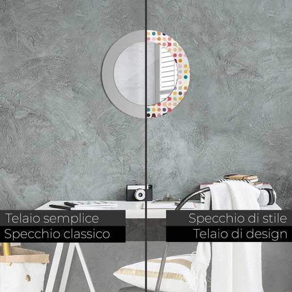 Specchio rotondo stampato Multi -colorato senza saluti fi 50 cm