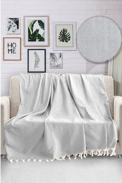 Copriletto in cotone grigio chiaro HN, 170 x 230 cm - Viaden