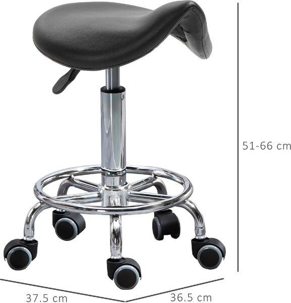 DecHome Sgabello con Ruote in Ecopelle colore Nero