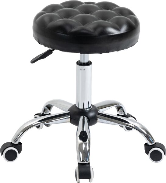 DecHome Sgabello con Ruote in Ecopelle colore Nero