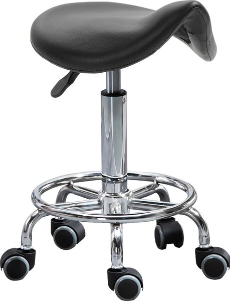 DecHome Sgabello con Ruote in Ecopelle colore Nero